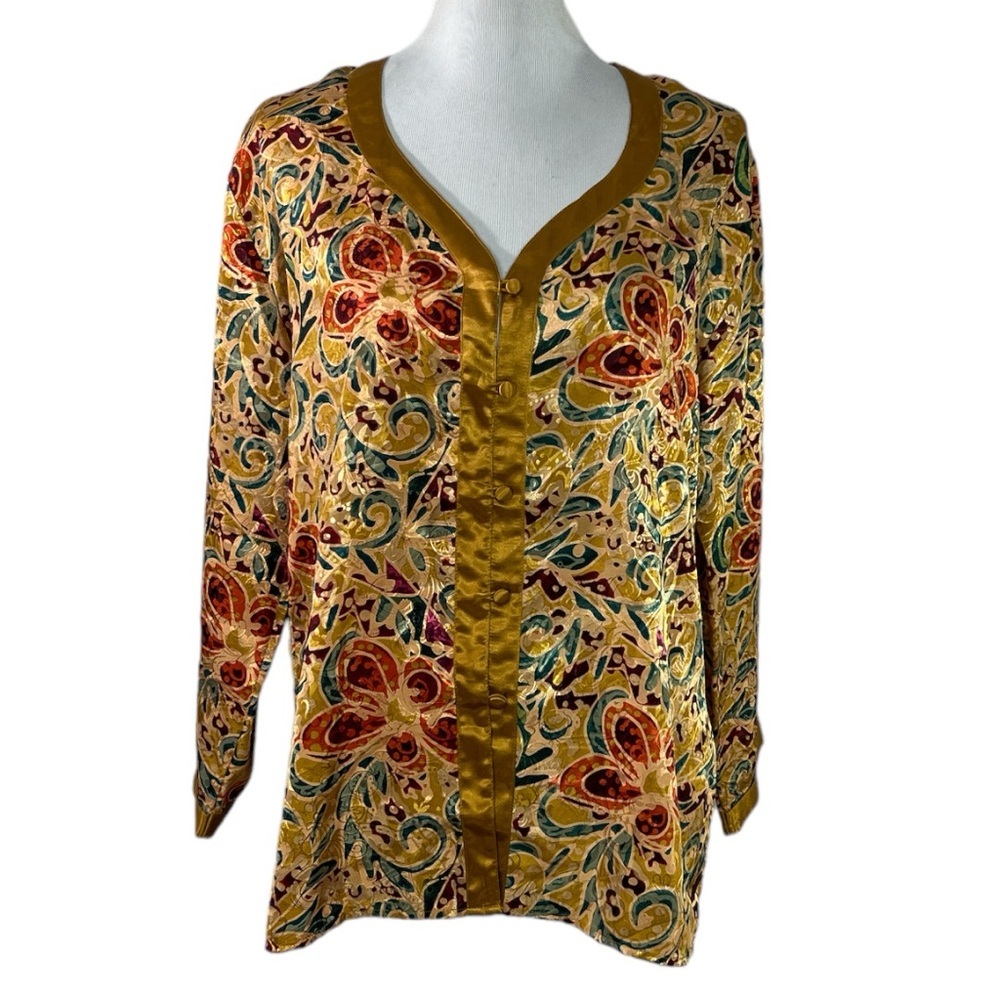 Vintage Victoria’s Secret Gold Label Satin Paisley Floral Pajama To Size Small